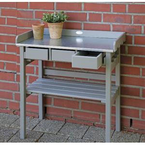 Tuinwerktafel met lades grijs